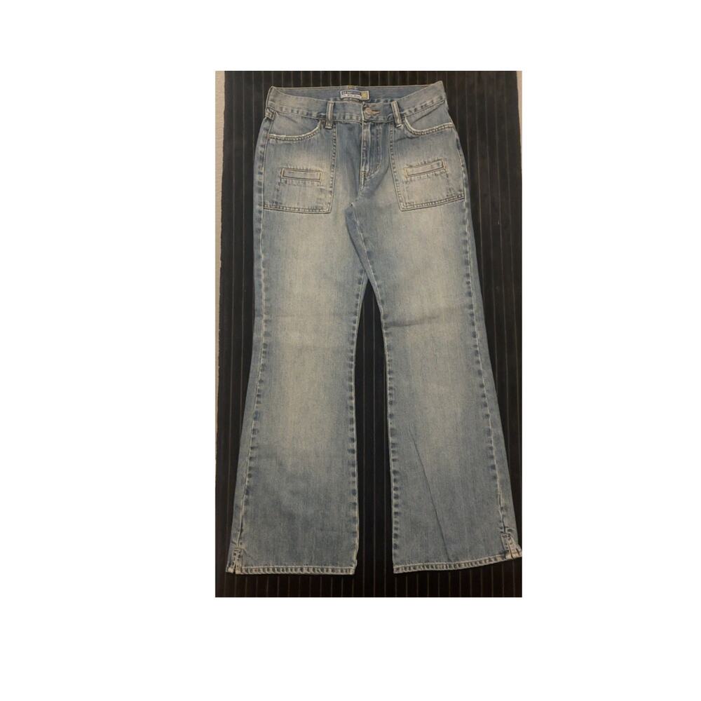 VTG 2004 Old Navy Low Waist Flare Jeans Size 8 Light Wash Patch Pocket Cotton